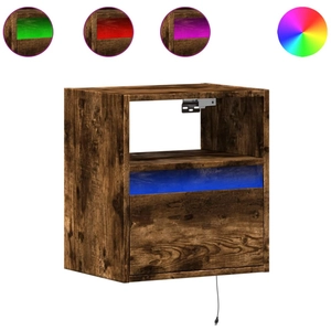 vidaXL Meuble TV mural avec lumières LED chêne fumé 130x31x45 cm pas cher