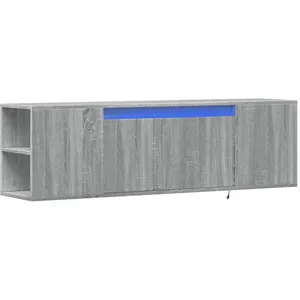 vidaXL Meuble TV mural avec lumières LED sonoma gris 135x31x39,5 cm pas cher