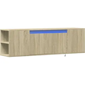 vidaXL Meuble TV mural avec lumières LED chêne sonoma 135x31x39,5 cm pas cher