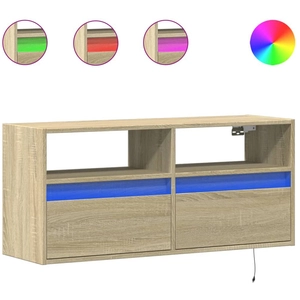 vidaXL Meuble TV mural avec lumières LED chêne sonoma 100x31x45 cm pas cher