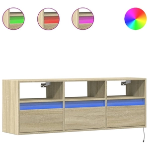 Comparateur de prix : vidaXL Meuble TV mural avec lumières LED chêne sonoma 130x31x45 cm