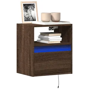 vidaXL Meubles TV muraux lumières LED 2 pcs chêne marron 41x31x45 cm pas cher