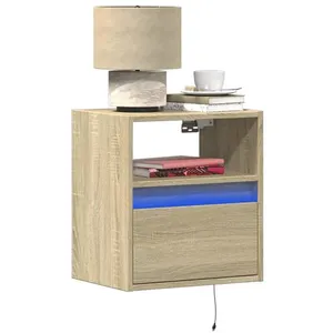 vidaXL Meubles TV muraux lumières LED 2 pcs chêne sonoma 41x31x45 cm pas cher