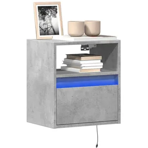 vidaXL Meuble TV mural avec lumières LED gris béton 41x31x45 cm pas cher