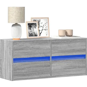 vidaXL Meuble TV mural avec lumières LED sonoma gris 100x31x45 cm