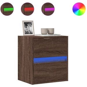 vidaXL Meuble TV mural avec lumières LED chêne marron 100x31x45 cm pas cher