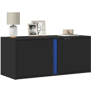 vidaXL Meuble TV mural avec lumières LED noir 80x31x35 cm pas cher
