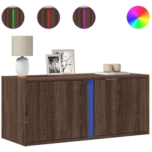 Comparateur de prix : vidaXL Meuble TV mural avec lumières LED chêne marron 80x31x35 cm