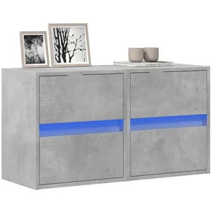 vidaXL Meubles TV muraux et lumières LED 2 pcs gris béton 41x31x45 cm pas cher