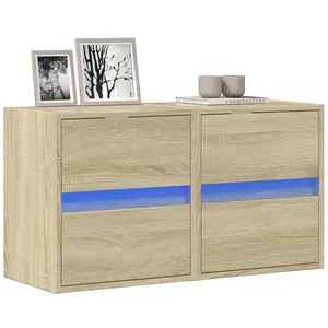 vidaXL Meubles TV muraux lumières LED 2 pcs chêne sonoma 41x31x45 cm pas cher
