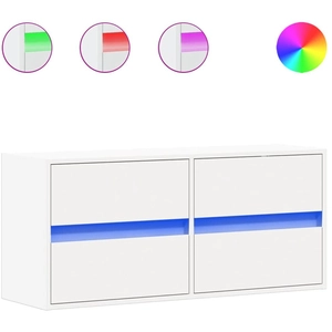 vidaXL Meuble TV mural avec lumières LED blanc 100x31x45 cm pas cher
