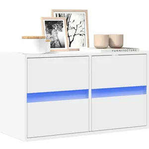 vidaXL Meuble TV mural avec lumières LED blanc 80x31x45 cm pas cher