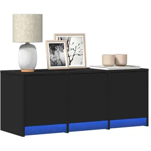 vidaXL Meuble TV avec LED noir 97x34x40 cm bois d'ingénierie pas cher