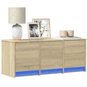 vidaXL Meuble TV avec LED chêne sonoma 97x34x40 cm bois d'ingénierie pas cher