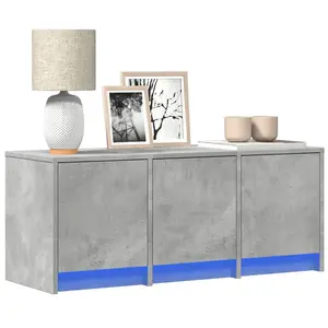 vidaXL Meuble TV avec LED gris béton 97x34x40 cm bois d'ingénierie pas cher