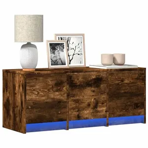 vidaXL Meuble TV avec LED chêne fumé 97x34x40 cm bois d'ingénierie pas cher