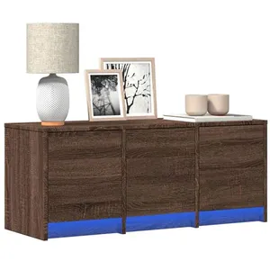 vidaXL Meuble TV avec LED chêne marron 97x34x40 cm bois d'ingénierie pas cher