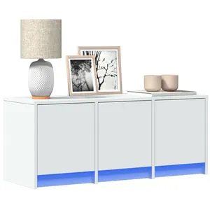vidaXL Meuble TV avec LED blanc 97x34x40 cm bois d'ingénierie pas cher
