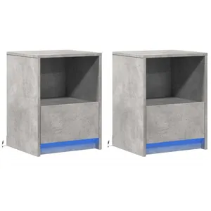Comparateur de prix : vidaXL Armoires de chevet et lumières LED 2 pcs gris béton