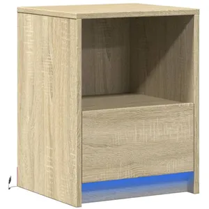 vidaXL Armoire de chevet avec lumières LED chêne sonoma pas cher