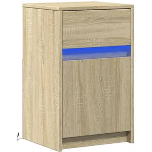 vidaXL Armoire de chevet avec lumières LED chêne sonoma pas cher