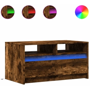 vidaXL Table basse avec lumières LED chêne fumé ois d'ingénierie pas cher