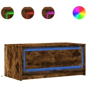 vidaXL Table basse avec lumières LED chêne fumé ois d'ingénierie pas cher