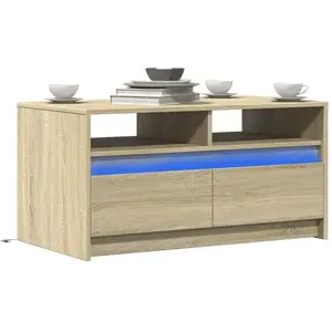 Comparateur de prix : vidaXL Table basse avec lumières LED chêne sonoma bois d'ingénierie