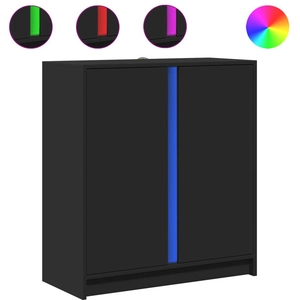 vidaXL Buffet avec LED noir 77x34x85 cm bois d'ingénierie pas cher