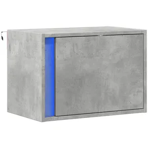 vidaXL Table de chevet murale avec lumières LED gris béton pas cher