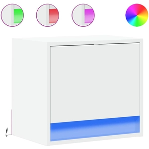 vidaXL Tables de chevet murales avec lumières LED 2 pcs blanc pas cher