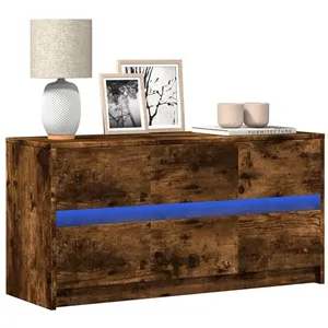 vidaXL Meuble TV avec LED chêne fumé 100x34x50 cm bois d'ingénierie pas cher