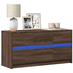 vidaXL Meuble TV avec LED chêne marron 100x34x50 cm bois d'ingénierie pas cher