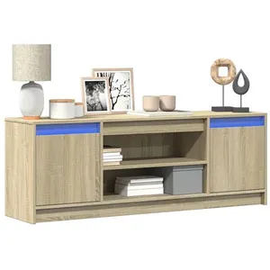 vidaXL Meuble TV avec LED chêne sonoma 139,5x34x50cm bois d'ingénierie pas cher