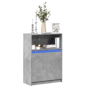 vidaXL Buffet avec LED gris béton 72x34x100 cm bois d'ingénierie pas cher