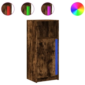 vidaXL Buffet avec LED chêne fumé 42,5x34x100 cm bois d'ingénierie pas cher