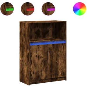 vidaXL Buffet avec LED chêne fumé 72x34x100 cm bois d'ingénierie pas cher