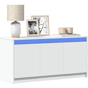 vidaXL Meuble TV avec LED blanc 100x34x50 cm bois d'ingénierie pas cher