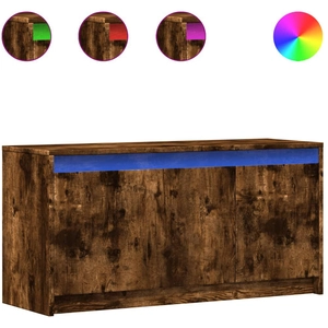 vidaXL Meuble TV avec LED chêne fumé 100x34x50 cm bois d'ingénierie pas cher