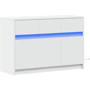 vidaXL Meuble TV avec LED blanc 91x34x61 cm bois d'ingénierie pas cher