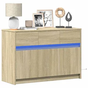 vidaXL Meuble TV avec LED chêne sonoma 91x34x61 cm bois d'ingénierie pas cher