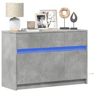 vidaXL Meuble TV avec LED gris béton 91x34x61 cm bois d'ingénierie pas cher