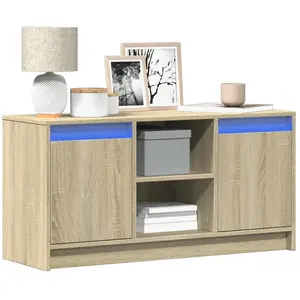 vidaXL Meuble TV avec LED chêne sonoma 100x34x50 cm bois d'ingénierie pas cher