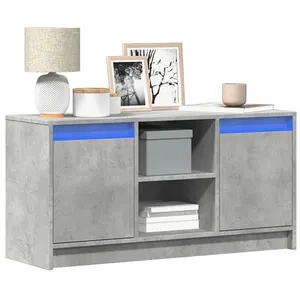 vidaXL Meuble TV avec LED gris béton 100x34x50 cm bois d'ingénierie pas cher