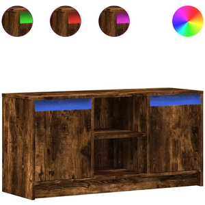 vidaXL Meuble TV avec LED chêne fumé 100x34x50 cm bois d'ingénierie pas cher