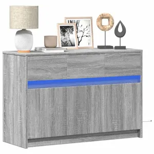 vidaXL Meuble TV avec LED sonoma gris 91x34x61 cm bois d'ingénierie pas cher