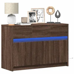 vidaXL Meuble TV avec LED chêne marron 91x34x61 cm bois d'ingénierie