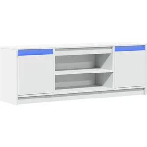 vidaXL Meuble TV avec LED blanc 139,5x34x50 cm bois d'ingénierie pas cher