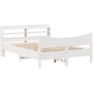 vidaXL Cadre de lit avec tête de lit blanc 150x200 cm bois pin massif pas cher
