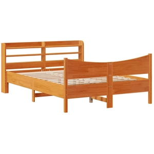 vidaXL Cadre de lit et tête de lit cire marron 150x200 cm bois de pin